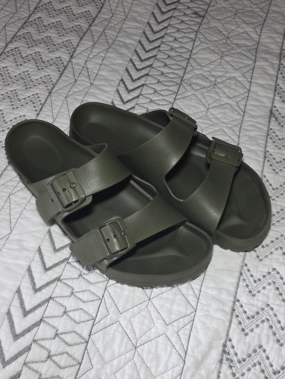 Birkenstock Men's Two-Buckle Slide Sandals in Olive